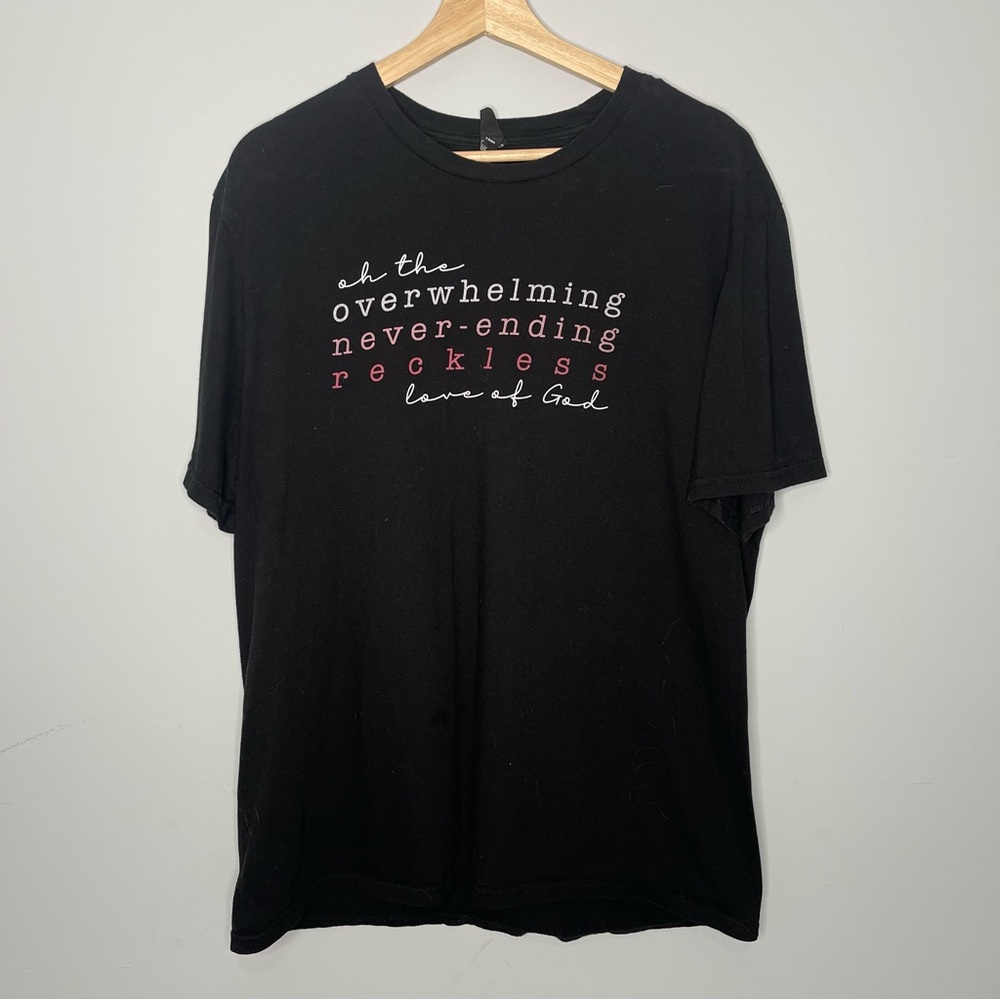 Christian ‘Oh The Overwhelming Never-ending Wreckless Love of God’ Tee (X-Large)
